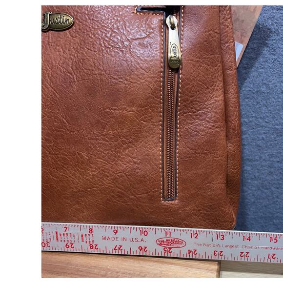 Justin Western Carry Handbag With Dual Zippered Pockets Magnet Closure Brown - Picture 11 of 11